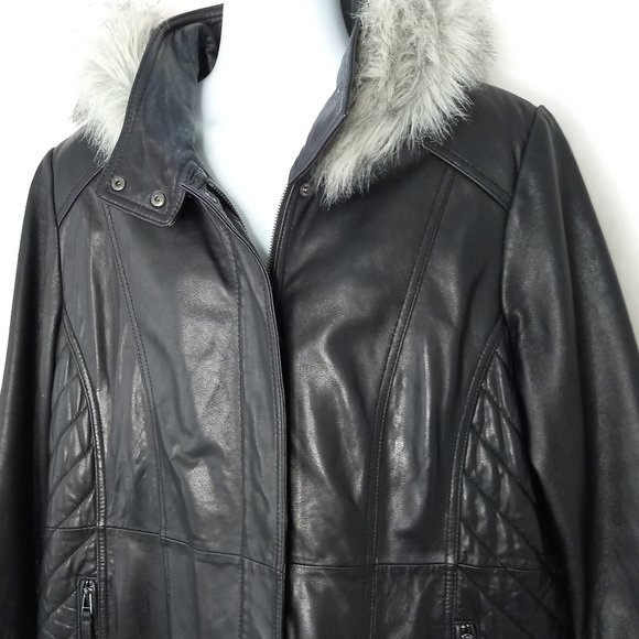 Wilsons Dark Brown Leather Hooded Winter Jacket Coat (3X) - Picture 3 of 14